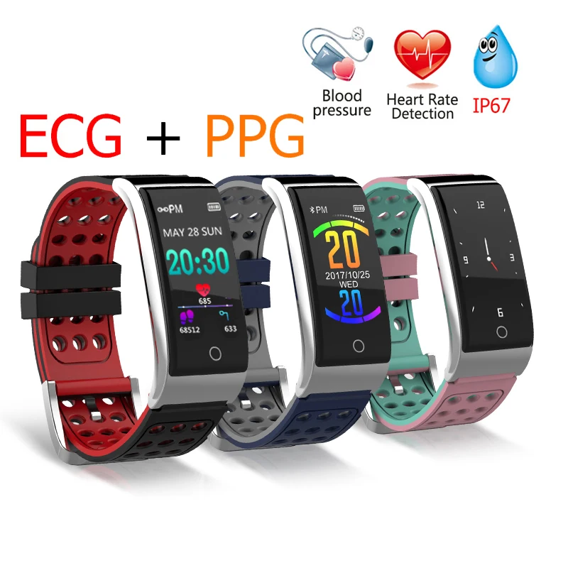 2019 ECG EKG Blood Pressure Monitor Fitness Tracker 0.96 inch Color