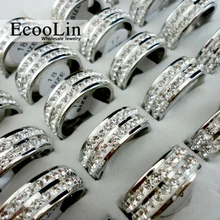 10pcs Never Fade Women Classic Cubic Zirconia 316L Stainless Steel Rings Engagement Anniversary Wedding Ring Female Jewelry L066