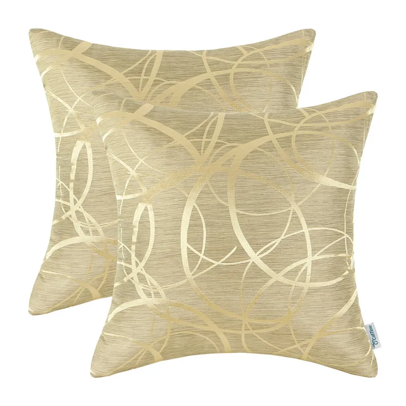 

2PCS CaliTime Cushion Cover Pillows Shell Jacquard Circle Striped Home Sofa Decor