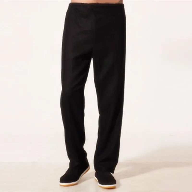 Pure cotton kung fu sports pants practise old-coarse male tang-suit breathable trousers Chinese traditiona tai chi leisure pants 1