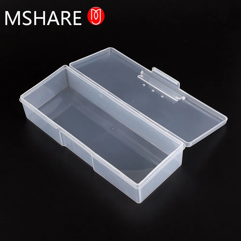 

Nail Art Transparent Storage Case 1PC Plastic Nail Supplies Tools Box Rectangle Studs Brushes Tools Storage Holder Kit