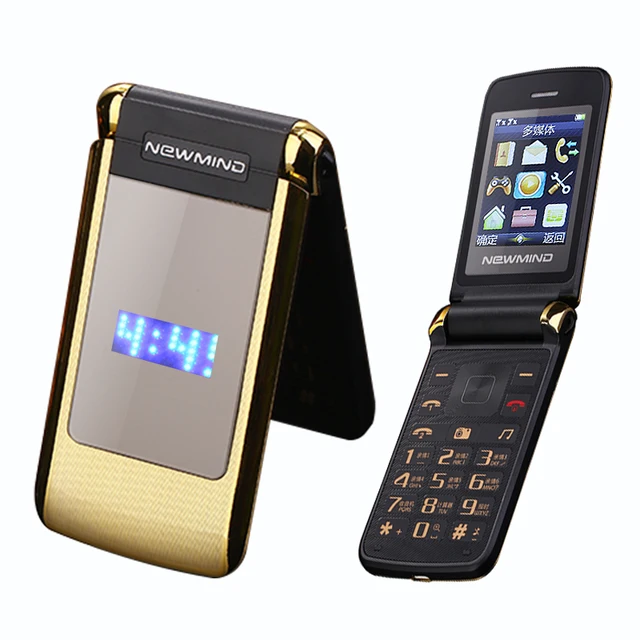 Special Price Newmind V518 Flip Dual Double Screen Cellphone Vibrate Senior Cell Mobile Phone Dual SIM MP3 MP4 Cell Phone for Old People P078