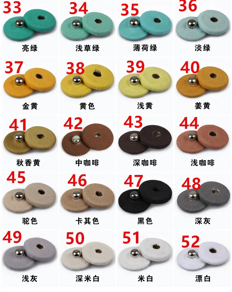 

50 Set Metal Fabric Cover Snap Button Fastener Spring Press Studs Button Popper Sewing On Coat ,Jacket Rivet Fabric 12/18/21mm