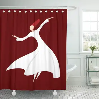 

Fabric Shower Curtain with Hooks Brown Rumi Whirling Dervish Dance Mevlana Mevlevi Abstract Anatolia Culture Dress