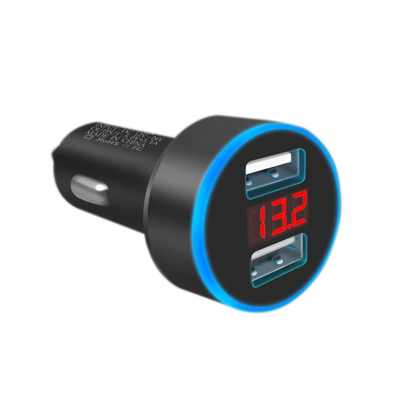 

ICV 5V 3.1A LED Display Universal Car Charger Dual USB Fast Charger Power Adapter Showing Voltmeter Mobile Phone Charger