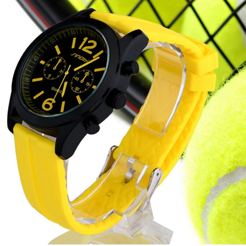 SINOBI Sport Women Watch Waterproof Silicone Lady Wrist Watches Quartz Clock Female relogio feminino Running Fitness Yellow 2018