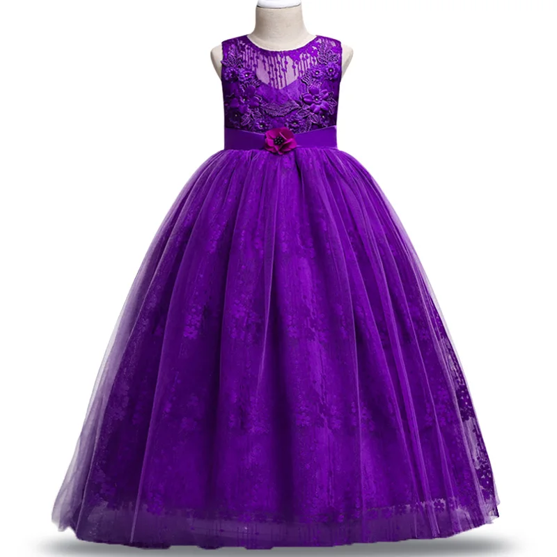 

2018 Summer Flower Lace Girls Dress Kids Party Wedding Princess Dress Girls Clothes Tulle Teenager Birthday Evening Robe fille