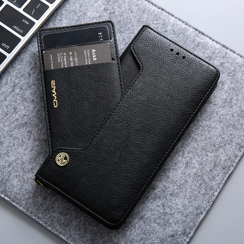 Магнитный кожаный чехол для телефона Huawei P20 Lite черный серый книжка