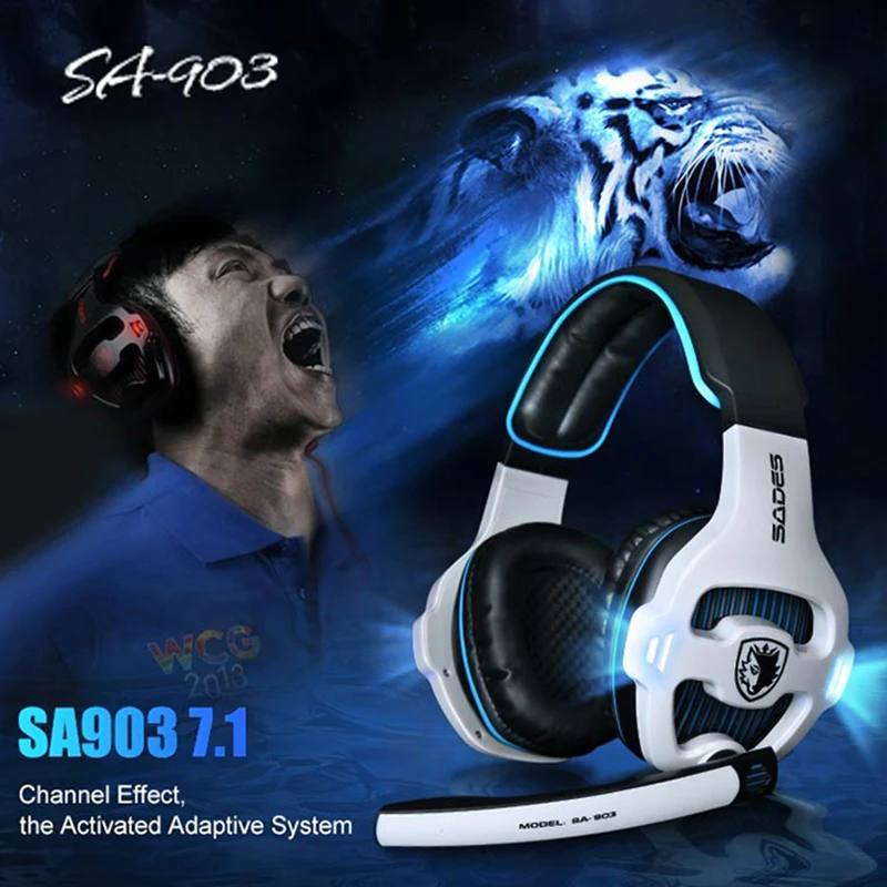 Sades SA 903 7 1 звук Игровая гарнитура USB проводные компьютерные наушники стерео