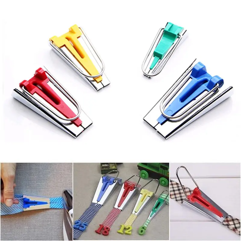 

Set Of 4 Size Fabric Bias Tape Makers Set 6MM 12MM 18MM 25MM Binding Tool Sewing Quilting AA7660