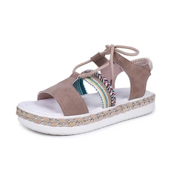 

2019 Summer Female Sandals Muffin Platform Sandals Ladies Open ToeRound Toe Bohemian Sandals Female Lace Sandals Women Shoes GML
