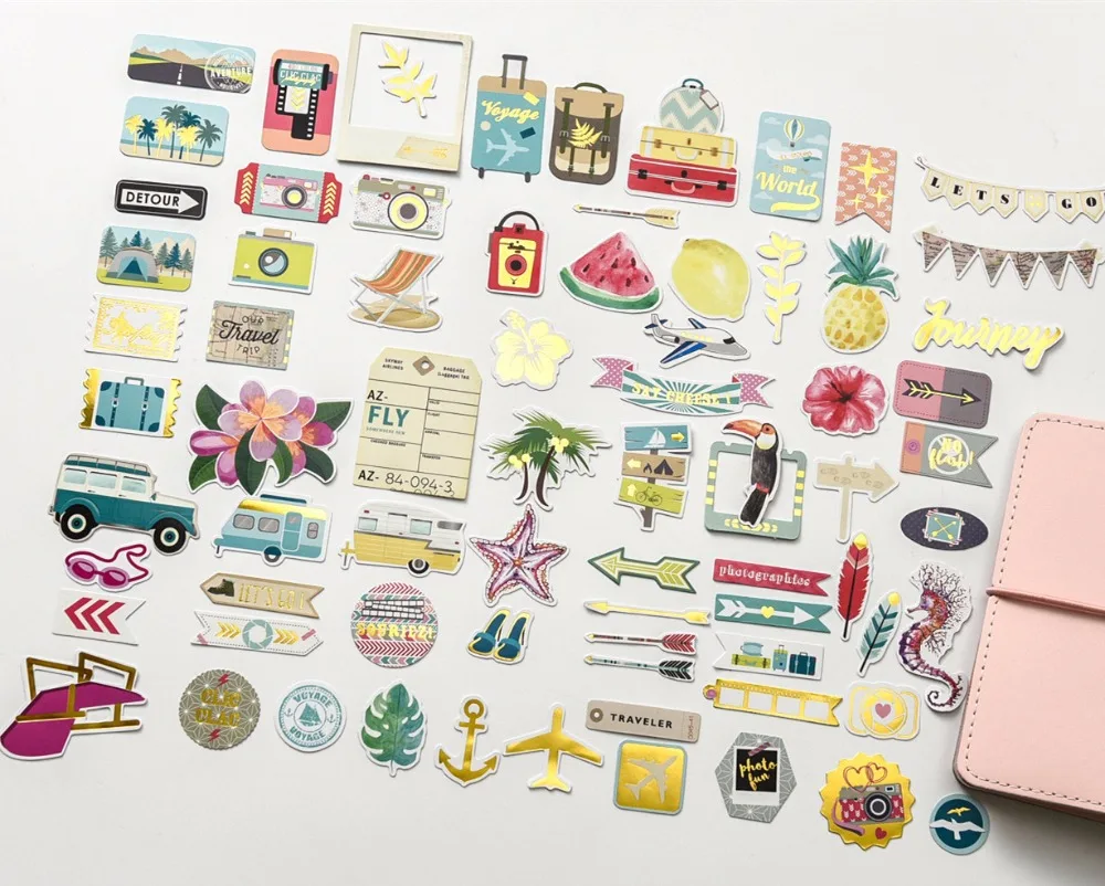 KSCRAFT 65pc Travel Cardstock Die Cuts for Scrapbooking Happy Planner/Card Making/Journaling Project