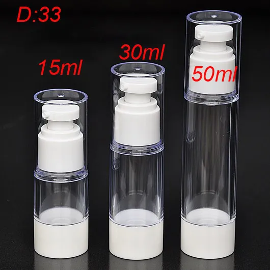 50pcs wholesale 15ML clean airless bottle plastic,clear empty 15ml