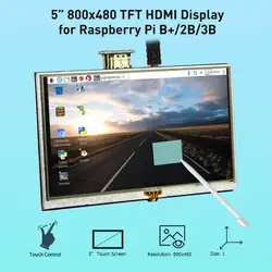 Elecrow monitor lcd com tela sensível ao toque, 800x480, 5 polegadas, com caneta de toque, para banana pi