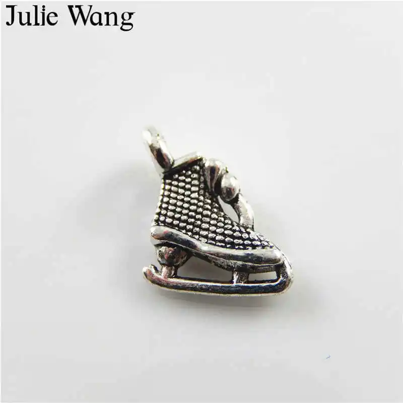 Julie Wang 50 шт. мини ледяные коньки шармы из сплава античный серебряный цвет кулон