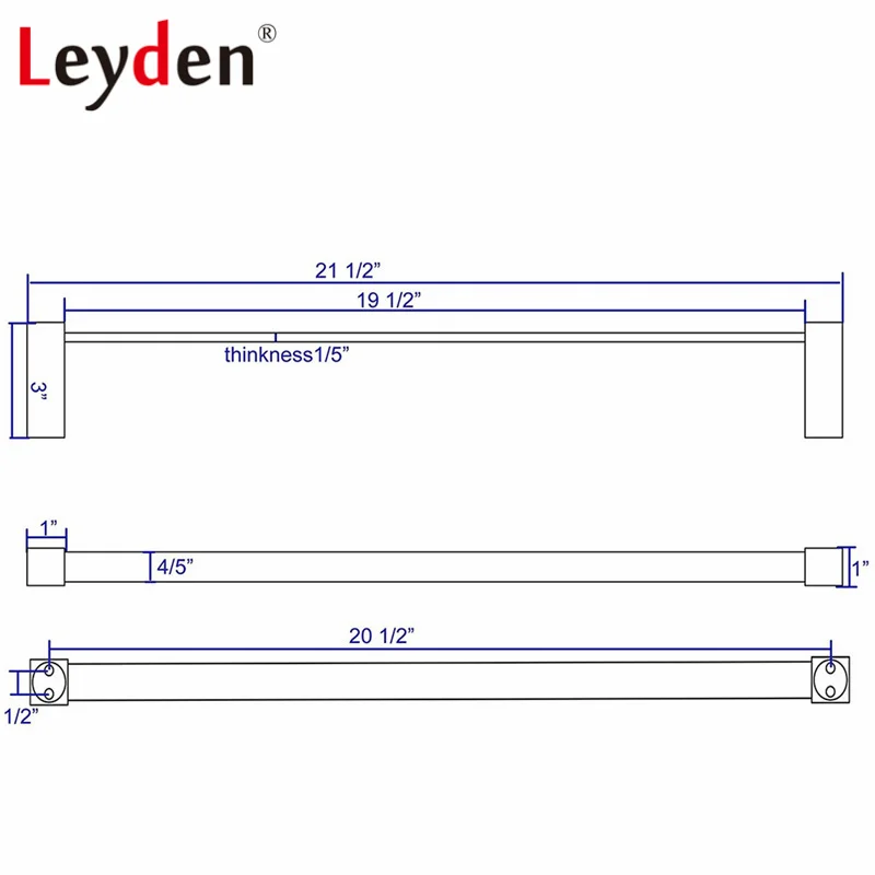 Leyden SUS 304 нержавеющая сталь один Держатель для полотенца полотенце рельс черный настенный квадрат вешалка для полотенец аксессуары для ванной комнаты