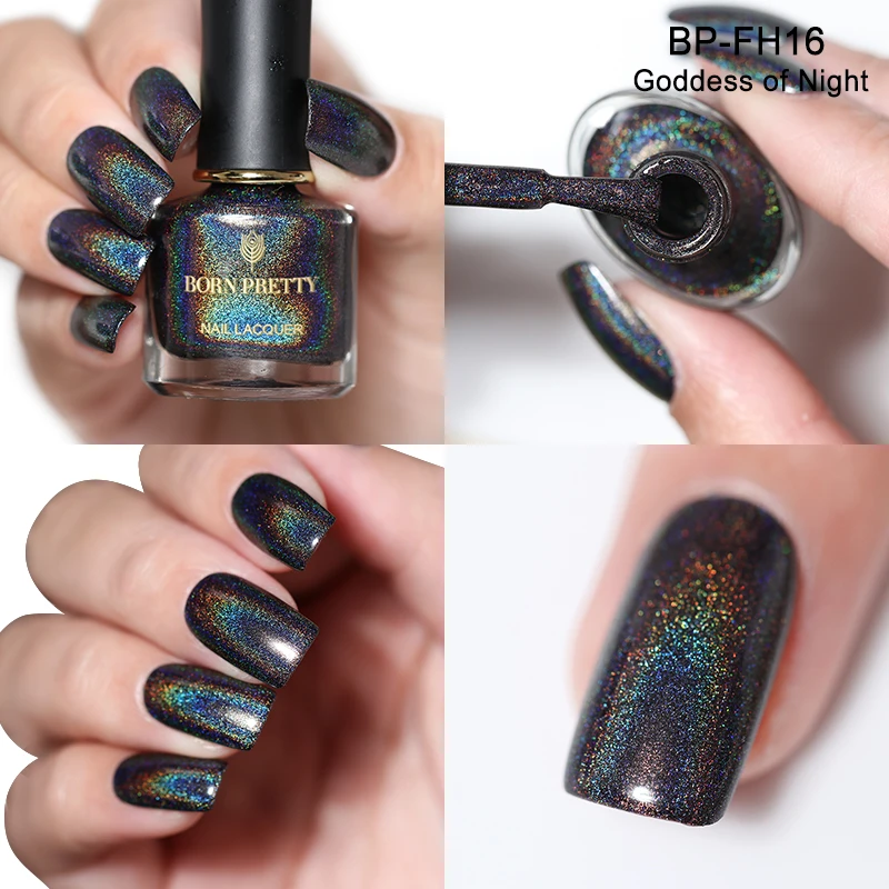 BORN PRETTY Holo flowresh серия лак для ногтей 6 мл Голографический лазерный лак для ногтей сияющий блеск лак для ногтей полуперманентное масло