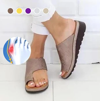 

Dog Women PU Leather Shoes Comfy Platform Flat Sole Ladies Casual Soft Big Toe Foot Correction Sandal Bunion dropship MA3