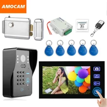 7 Pulgadas Video de La Puerta Del Timbre Del Teléfono Intercom con Cerradura Electrónica contraseña/Tarjeta de IDENTIFICACIÓN/Remoto/Desbloqueo de Salida