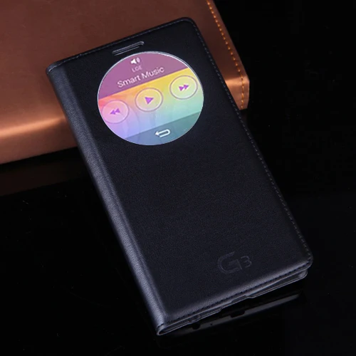 

Quick Smart Circle View Window Leather Case With smart auto sleep wake funcition Flip For LG G3 D855 D850 Cell Phone Back Cover