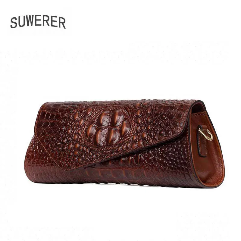 Genuine Leather Women's handbags Fashion crocodile pattern envelope bag Fashion handbag Shoulder bag Messenger bag
