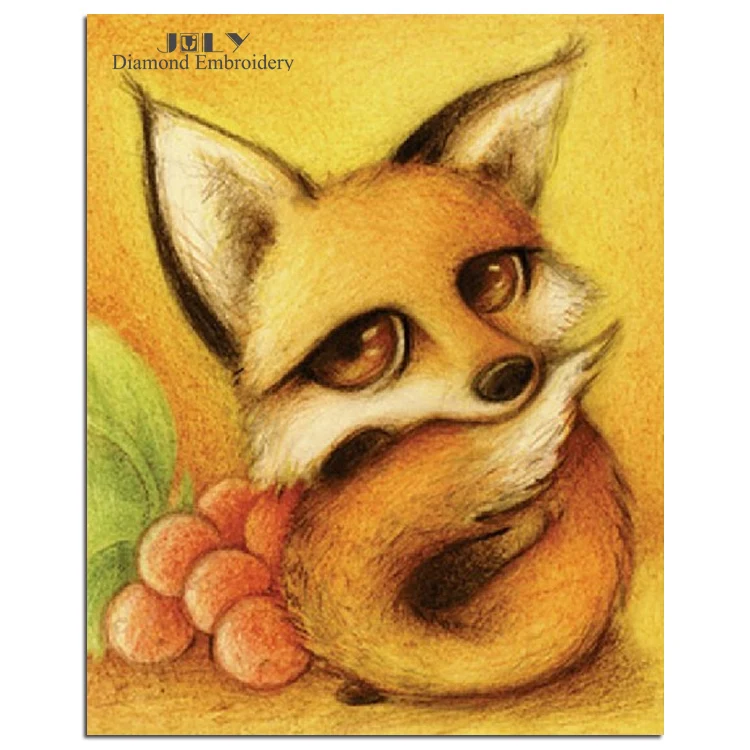 Gambar Ganjil Yang Menjahit Kartun Hewan Indah Fox Memiliki Mata Besar Mencari Anda Lukisan Rhinestones Berlian Bordir Diamond Embroidery Painting Rhinestonesrhinestone Painting Aliexpress
