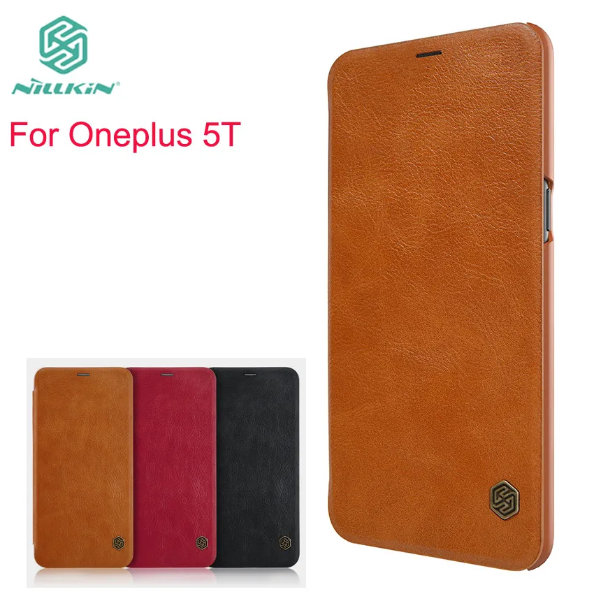 

NILLKIN Case For Oneplus 5T Case High Quality Leather Flip Case For Oneplus 5T Cover Book Style With Card Holder