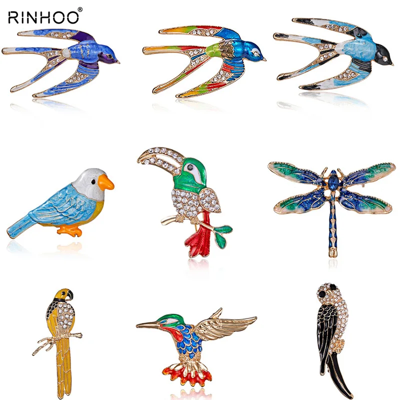 Burung Pelatuk Dragonfly Menelan Bentuk Serangga Bros Pin Biru