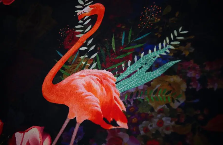1 м Шелкового крепа цифровая Красная Птица живопись последняя часть Специальное Предложение обработка сделать кардиган платье