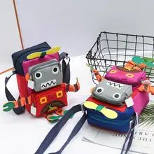 Мультяшная 3D сумка в форме робота для детей, милая школьная дорожная сумка для детского сада, классная маленькая сумка-мессенджер для мальчиков