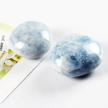 

1pc Blue Calcite protolith Tumbled Stone Oval Bead Natural Chakra Feng Shui Healing Reiki Garden Bonsai Home Decor
