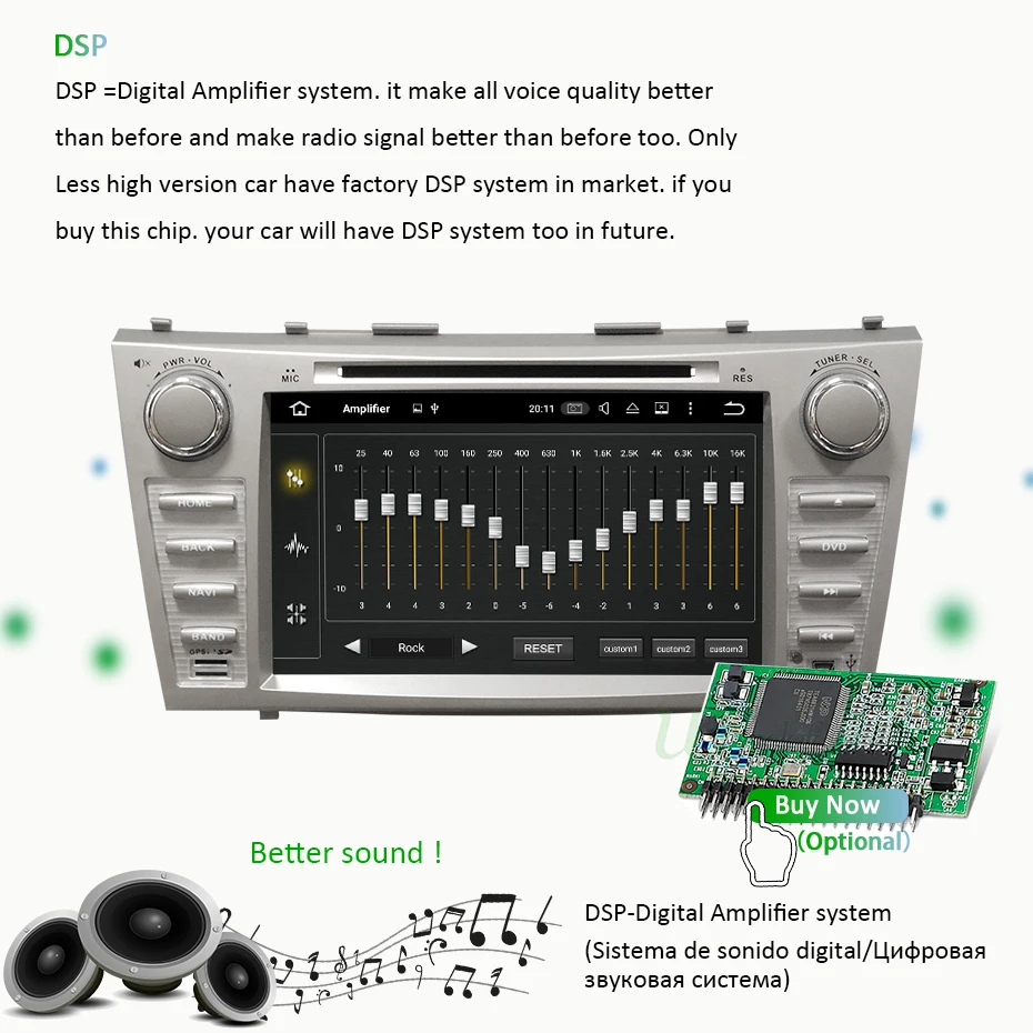 Best DSP IPS Android 9.0 4G 64G AV Output 2 DIN DVD PLAYER For Toyota Camry 2007 2008 2009 2010 GPS Radio Stereo Navigation Screen PC 3
