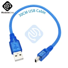 30 см USB 2,0 мужчина к Mini B 5pin Мужской кабель для передачи данных для ПК кабель провода для Arduino MCU Nano 3,0 Pro также для старого мобильного телефона