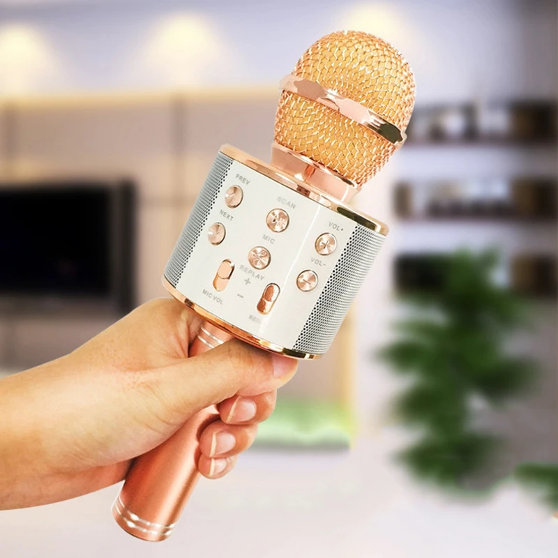 

Wireless Bluetooth Karaoke Handheld WS858 Microphone For Phone PC Music Playing and Singing Speaker Replay Music Microphones