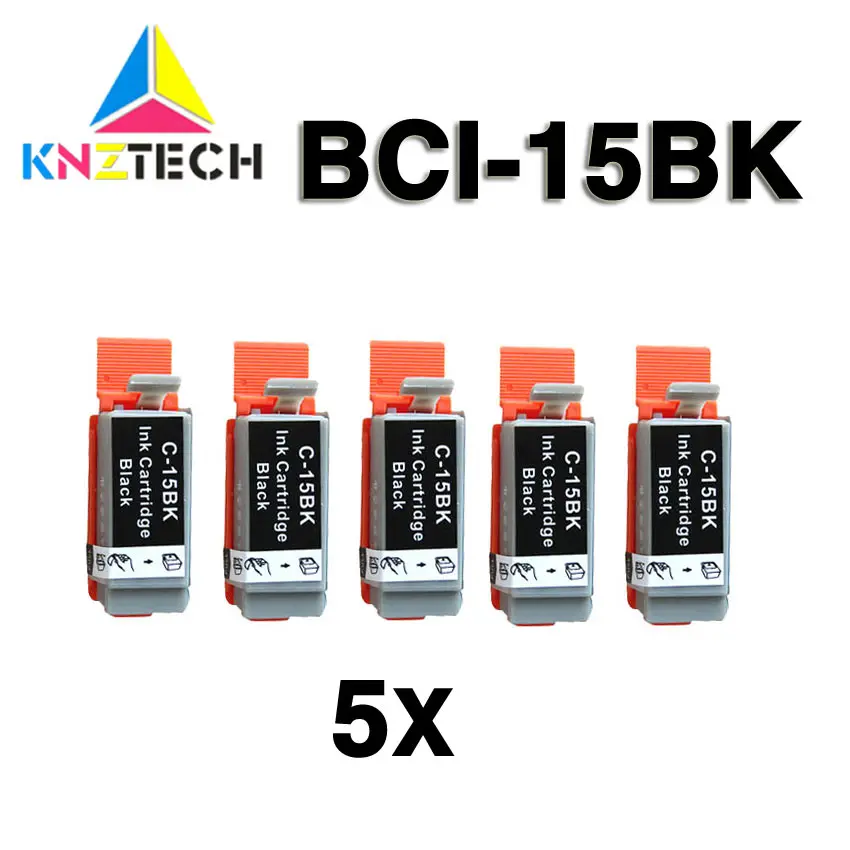 5X Nero Cartuccia Di Inchiostro Compatibile Per Bci15 Bci-15 Bci 15 Per Canon I70 I80 Selphy Ds700 Ds810 Pixma Ip90 Mini220 Stampante