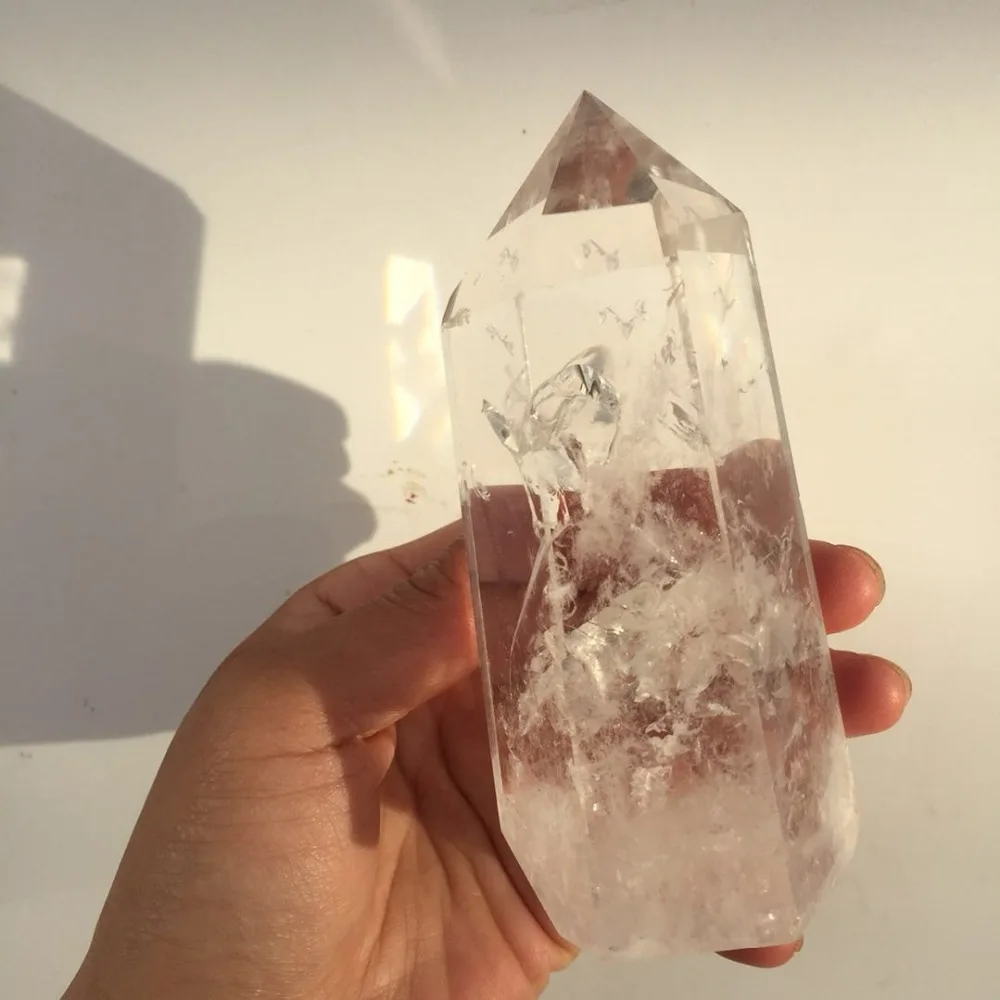 Около 380 г натуральный прозрачный камень кварц кристалл драгоценный камень точка палочка для исцеления чакр с помощью рейки Рок Кварцевый кристалл палочка для домашнего декора
