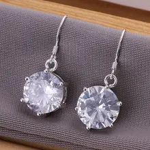 Estilo del verano fine silver plated pendientes 925-sterling-silver joyería pendientes de gota del rhinestone para para SE172