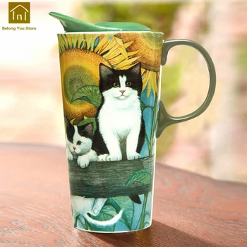 

Creative Ceramic Cover Mug Lid Outdoor Novelty Large Tea Mugs Coffee Cup Sublimation Caneca Criativa Home Decoration WKD019