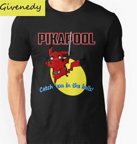 Free shipping Pikapool printed Men s T shirt cartoon design fashion Top Tee t shirt 100