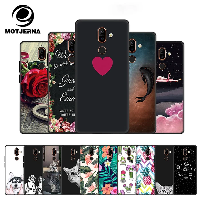 Best Offers Cute Pattern Cartoon Printed TPU Case for Nokia 7 Plus 8 6 3 2018 Black Matte Fitted Case for Nokia 5 6 2018 Protective Cover