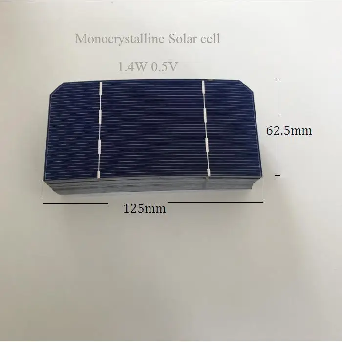 

ALLMEJORES 50pcs 125mm*62.5mm Monocrysatlline Solar cell 1.4W 0.5V each piece For diy 12V/24V Solar panel charger