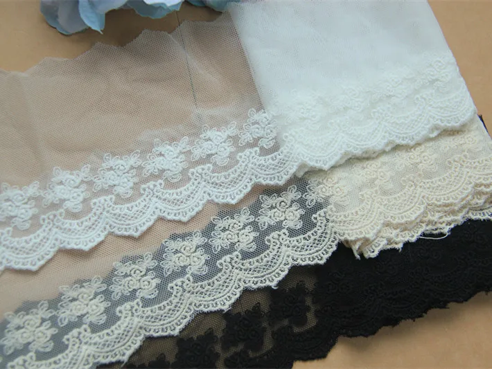 10 yards width 8.5cm/3.35&quot cotton mesh lace palace style rose wave wedding dress decoration embroidery Venice trim fabric | Дом и сад
