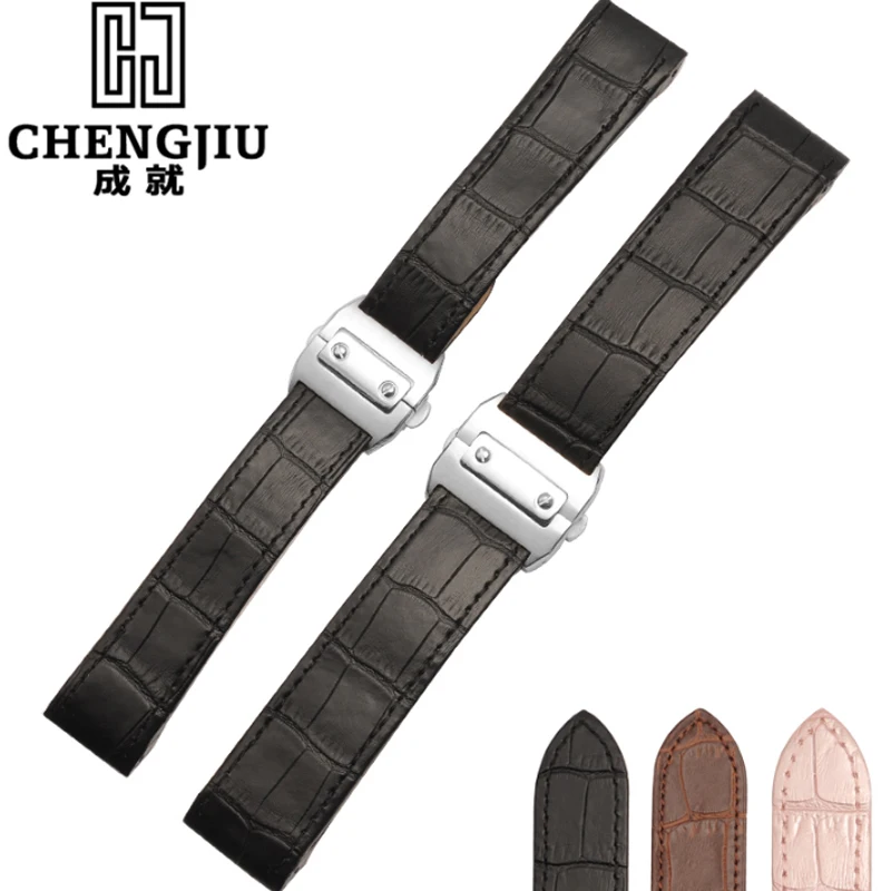 Women Genuine Leather Watchband For Cartier Wrist Bracelet Calfskin Leather Clock Watch Strap For Men Vintage Female Watch Band