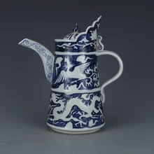 Античный фарфоровый горшок MingDynasty синий и белый чайник с