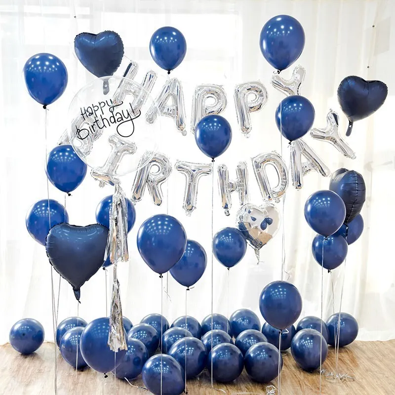 

12pcs 12inch Ink blue balloons dark blue helium latex balloon for wedding & Engagement birthday party decor Inflatable Air Ball
