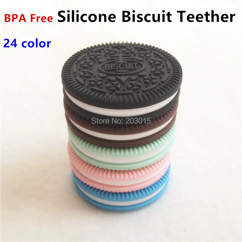

50PCS BPA Free Silicone Cookie Pendant Teether Baby Biscuit Pacifier Dummy Teething Chewable Pendant Nursing Necklace Jewelry