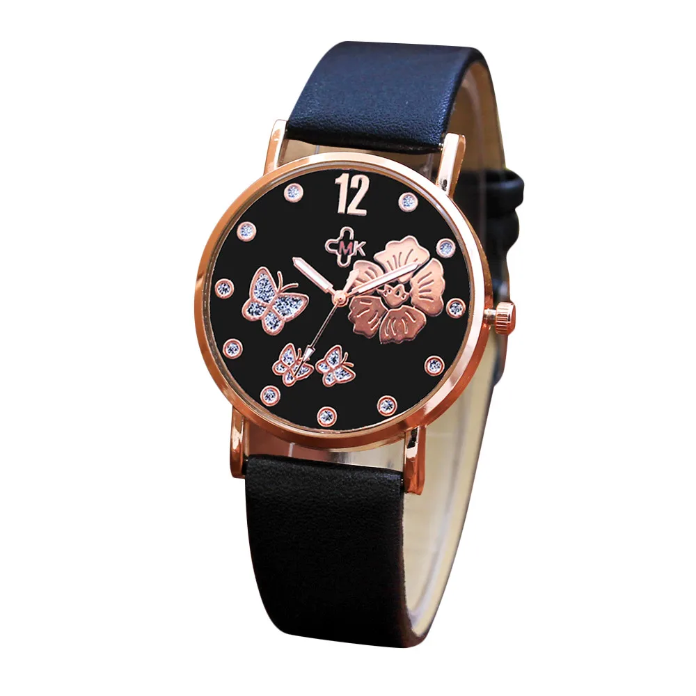 Watch women Fashion Color Strap Digital Dial Leather Band Analog Quartz