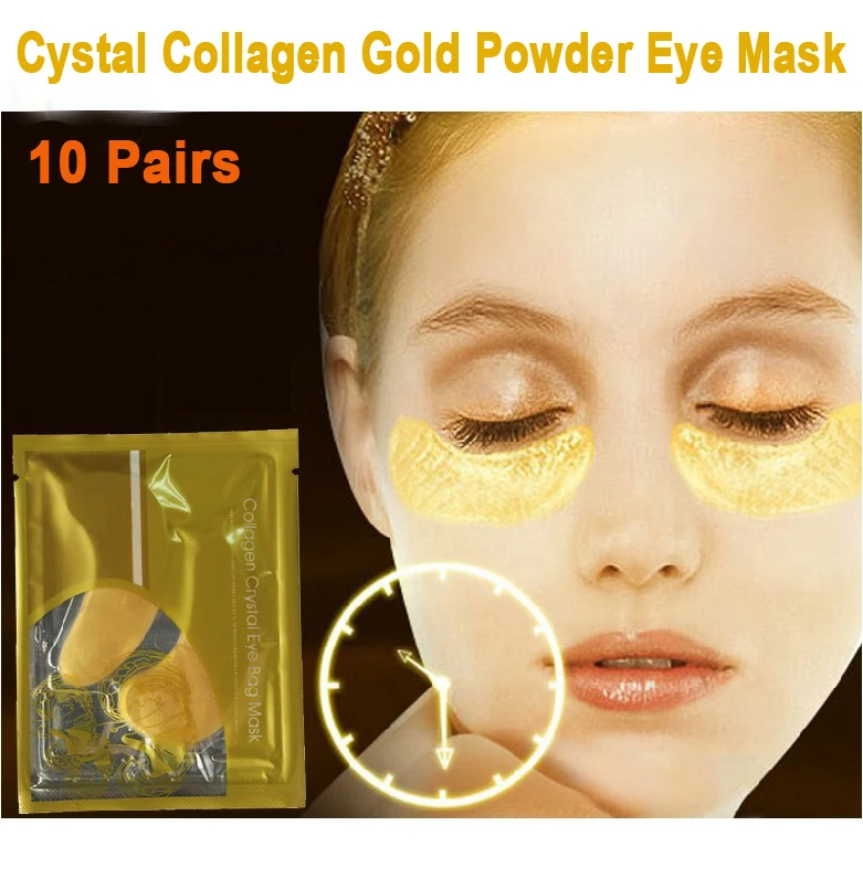10 пар кожи обратное время Anti-Aging Кристалл Коллаген Золото Косметическая пудра Crystal Eye Mask увлажняющий глаз Нашивки