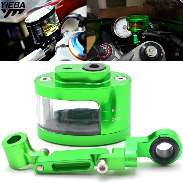 Motorcycle Brake Fluid oil Reservoir Cup tank & support bracket FOR Kawasaki ZX6R ZX7R ZX10R