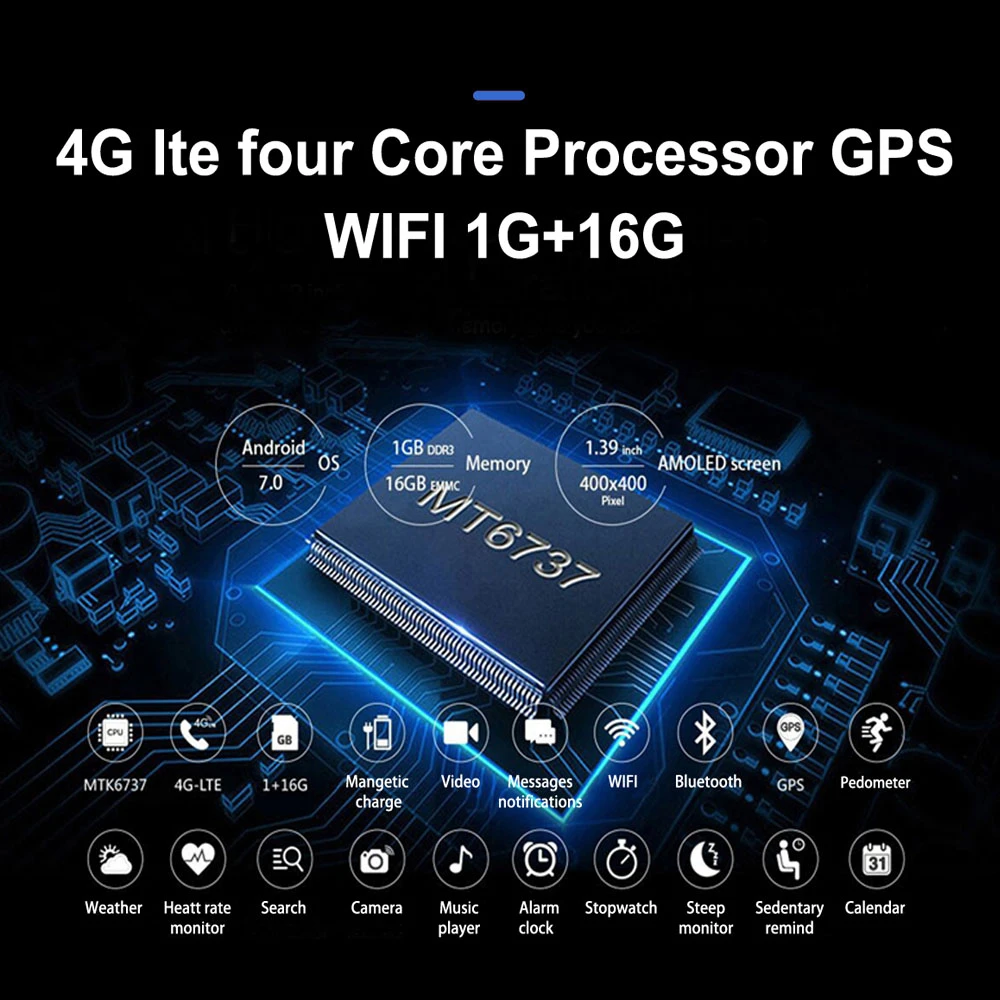 Смарт часы OGEDA I8 Android 7 0 цветной экран 1 39 4G LTE sim карта умные GPS камера пульсометр Wi Fi